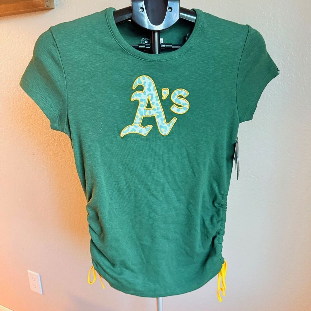 NWT Oakland A's MLB New Era Major League Baseball Women's Rouched Shirt S